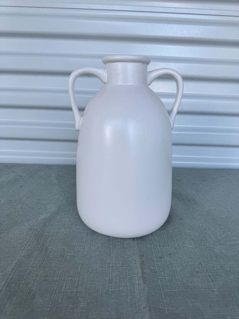 White Ceramic Double Handle Jug Vase